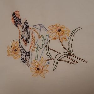 Vintage Hand Stitched Maryland State Bird & Flower.